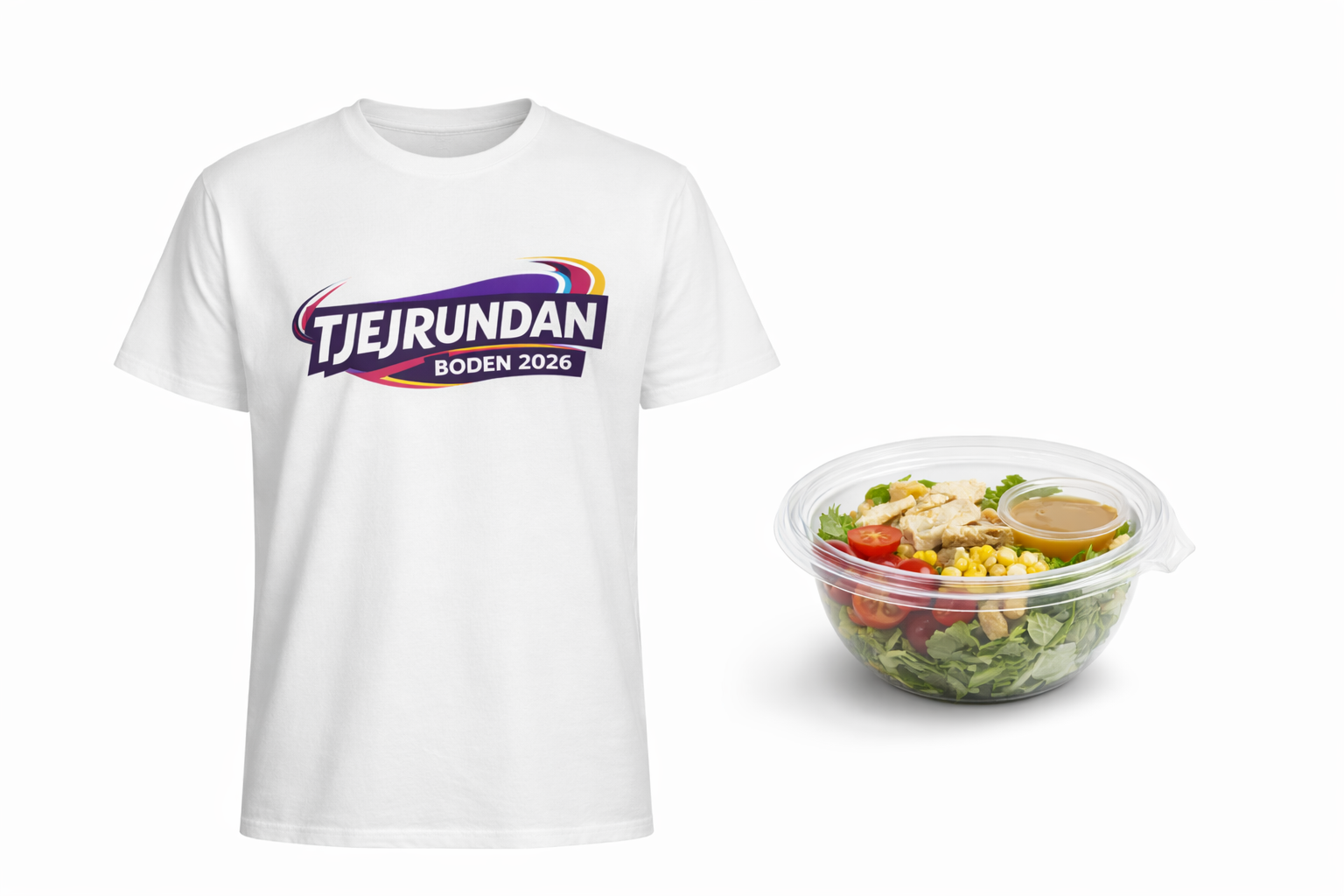 T-shirt och picknick-sallad till alla deltagare
